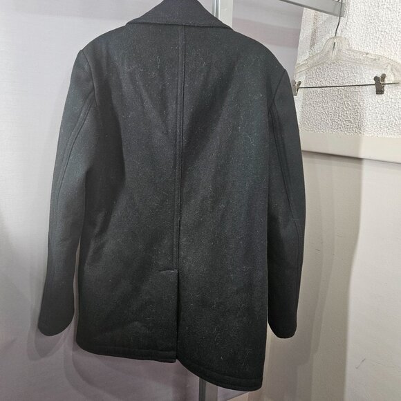 7 Diamonds Peacoat Jacket Coat Men Small Black Wool Blend Lined Double-Breasted - Picture 11 of 12